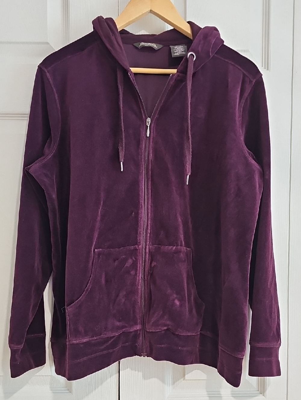 🍇 Eddie Bauer Velour Zip Hoodie | Cozy Lounge Jacket | Size XL